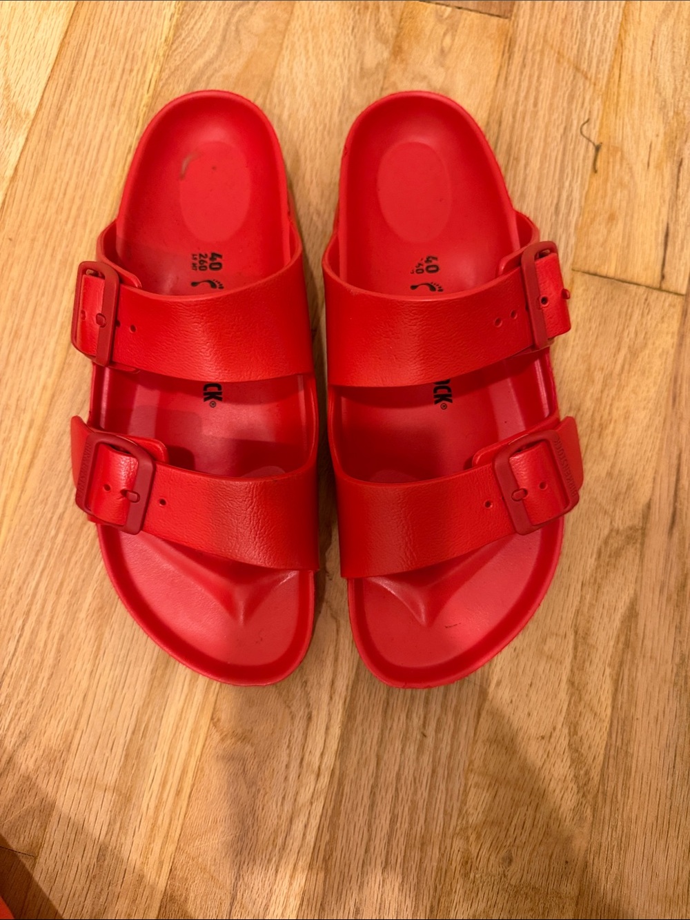 Birkenstock Red Two-Buckle Slip-On Sandals